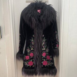 Sugar Thrillz XXS women's Bohemian long coat with floral embroidery